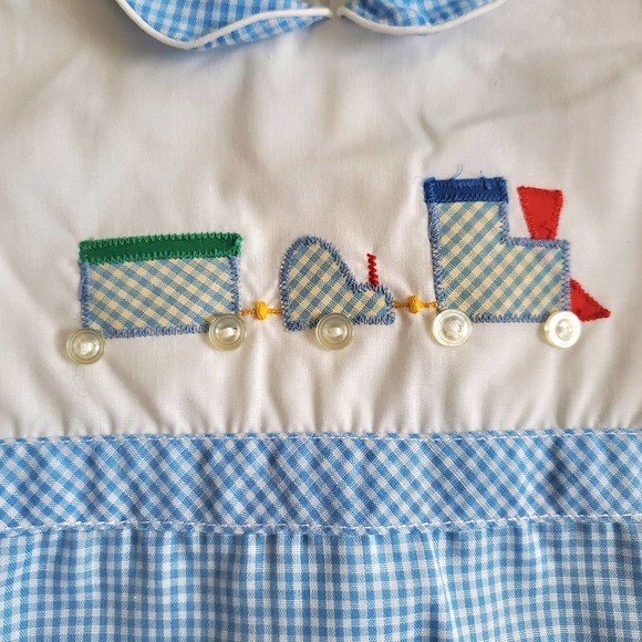 VTG 80s Baby Train Themed Romper by Jayne Copeland Sz 3M - Picture 6 of 6